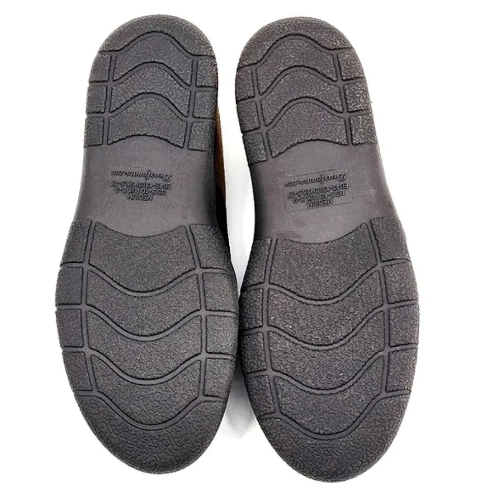 Dearfoams Gel Infused Memory Foam Slippers Brown Faux Suede Men Medium Size 9-10